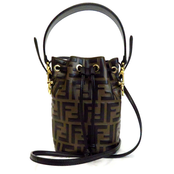 Fendi Tresor Brown Mon Shoulder Bag Zucca Drawstring - Picture 1 of 8